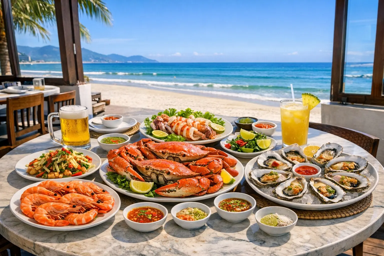 Mâm hải sản tươi sống tại Hải Sản Cây Sung